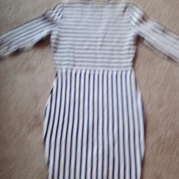 H & M Women Strips V Neck Formal Office Church Work party Boho Dance Dress - Picture 10 of 11